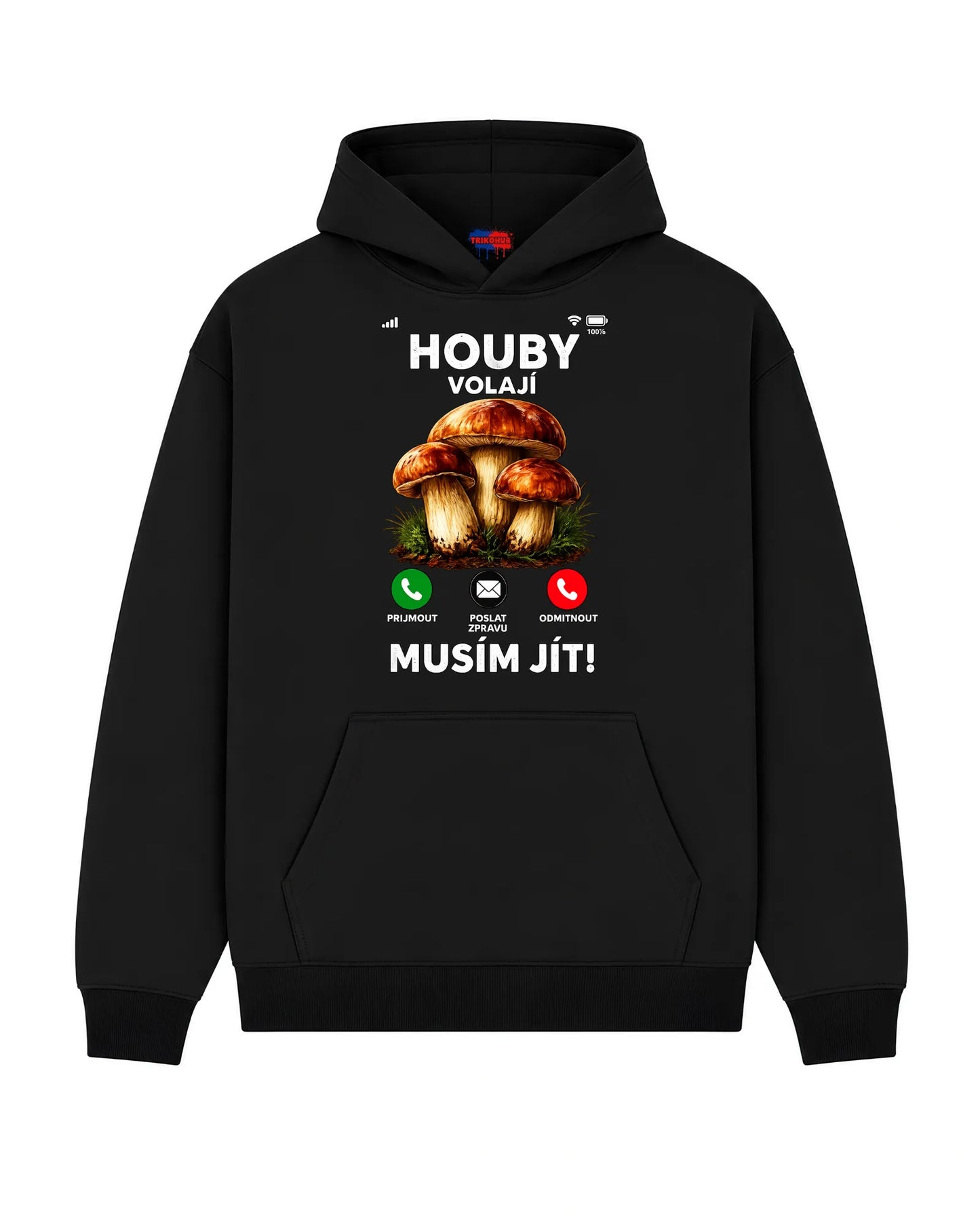 Mikina HOUBY VOLAJÍ  PŘIJMOUT POSLAT ZPRÁVU ODMÍTNOUT  MUSÍM JÍT!