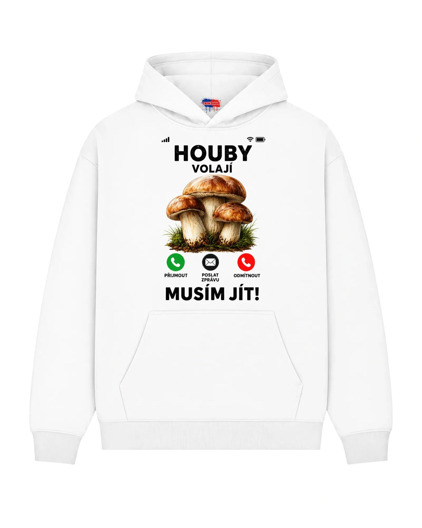 Mikina HOUBY VOLAJÍ  PŘIJMOUT POSLAT ZPRÁVU ODMÍTNOUT  MUSÍM JÍT!