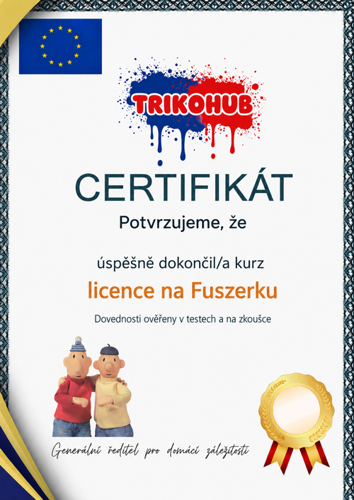 Certifikát „licence na Fušérku“ PDF
